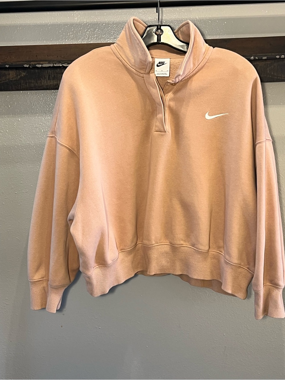 Nike Women's Tan Quarter-Button Pullover Sweatshirt